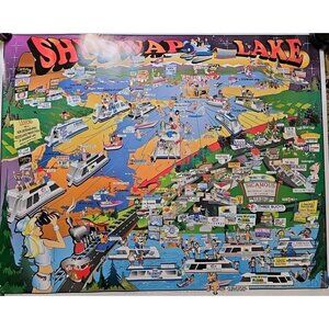 Shuswap Lake Sicamous BC Vintage Poster 1997 Twin Anchors Salmon Arm 29.5 X 24
